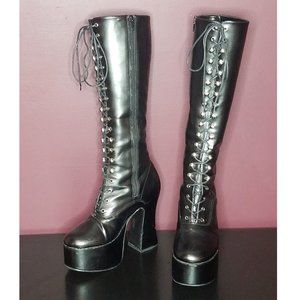 Knee High Lace Up Boots - Club Dancer Shoes